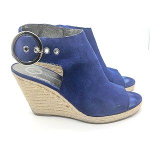 Wishbone Collection Blue Suede Wedges